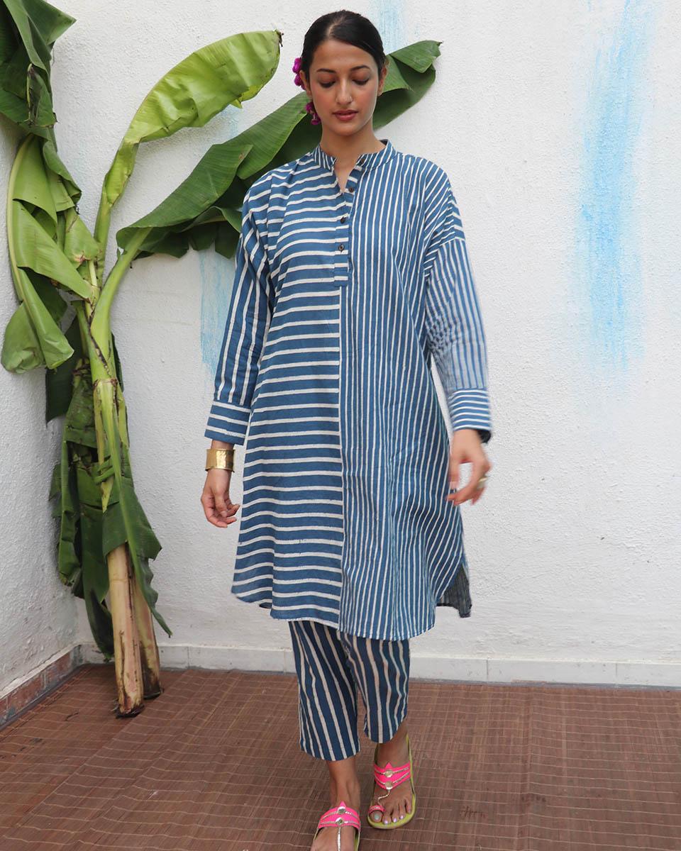 Yaasmin Blockprinted Cotton Kurta Set - Flower Girl - Image 7