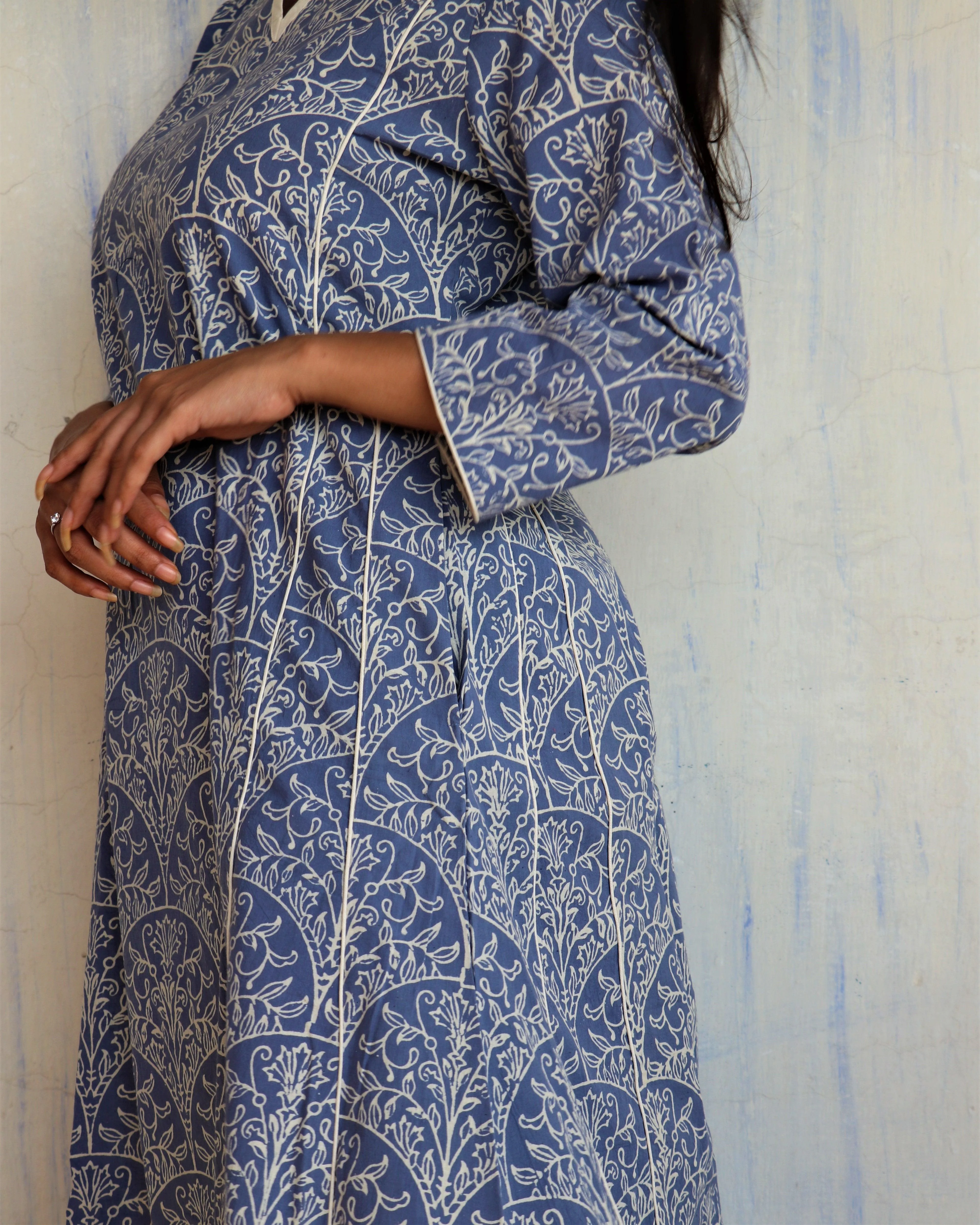 Blue Yale Block printed Cotton Kurta Set Of 2 - Ib - Image 6