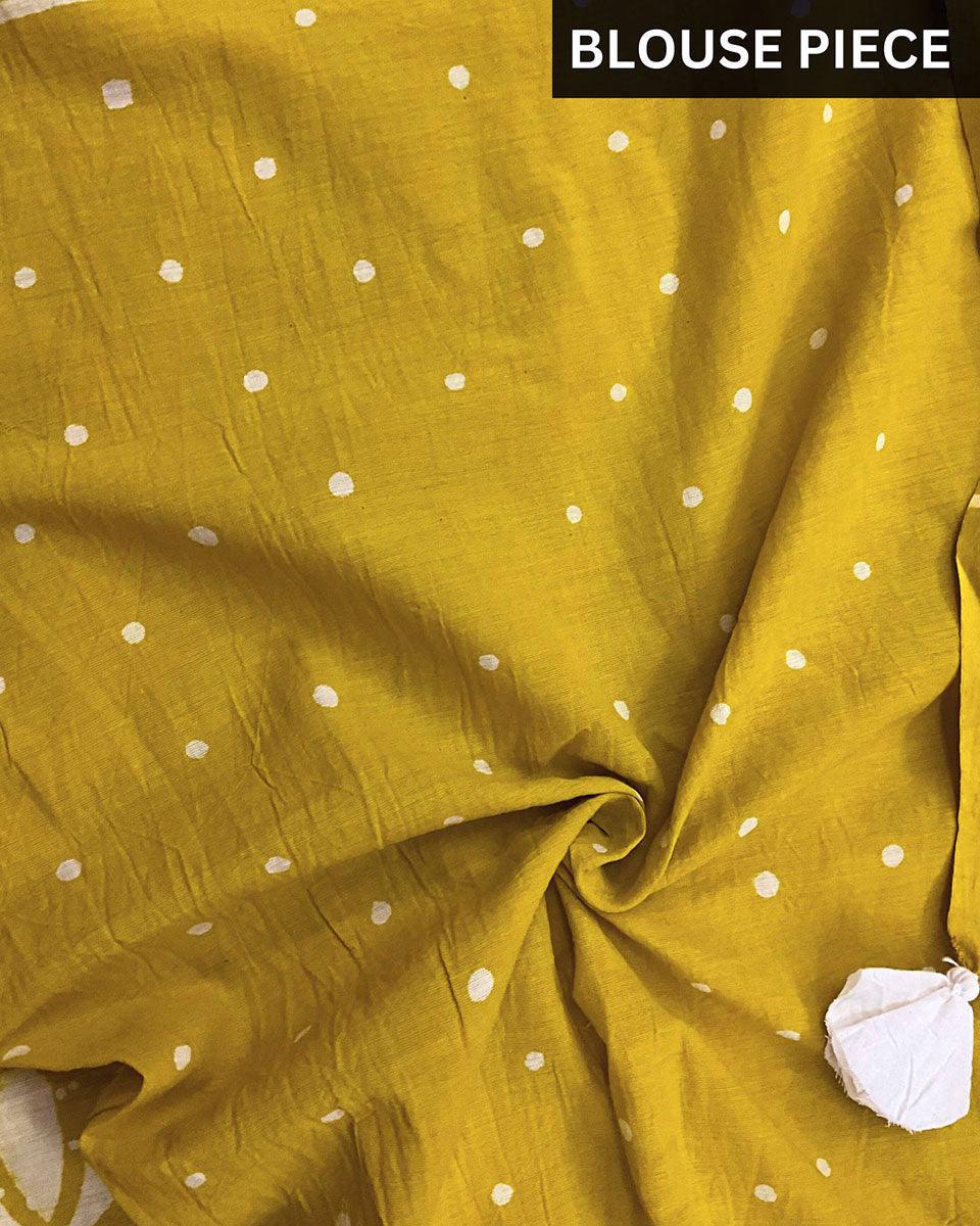 Sunny Feeling Handblockprinted Cotton Saree - Image 4