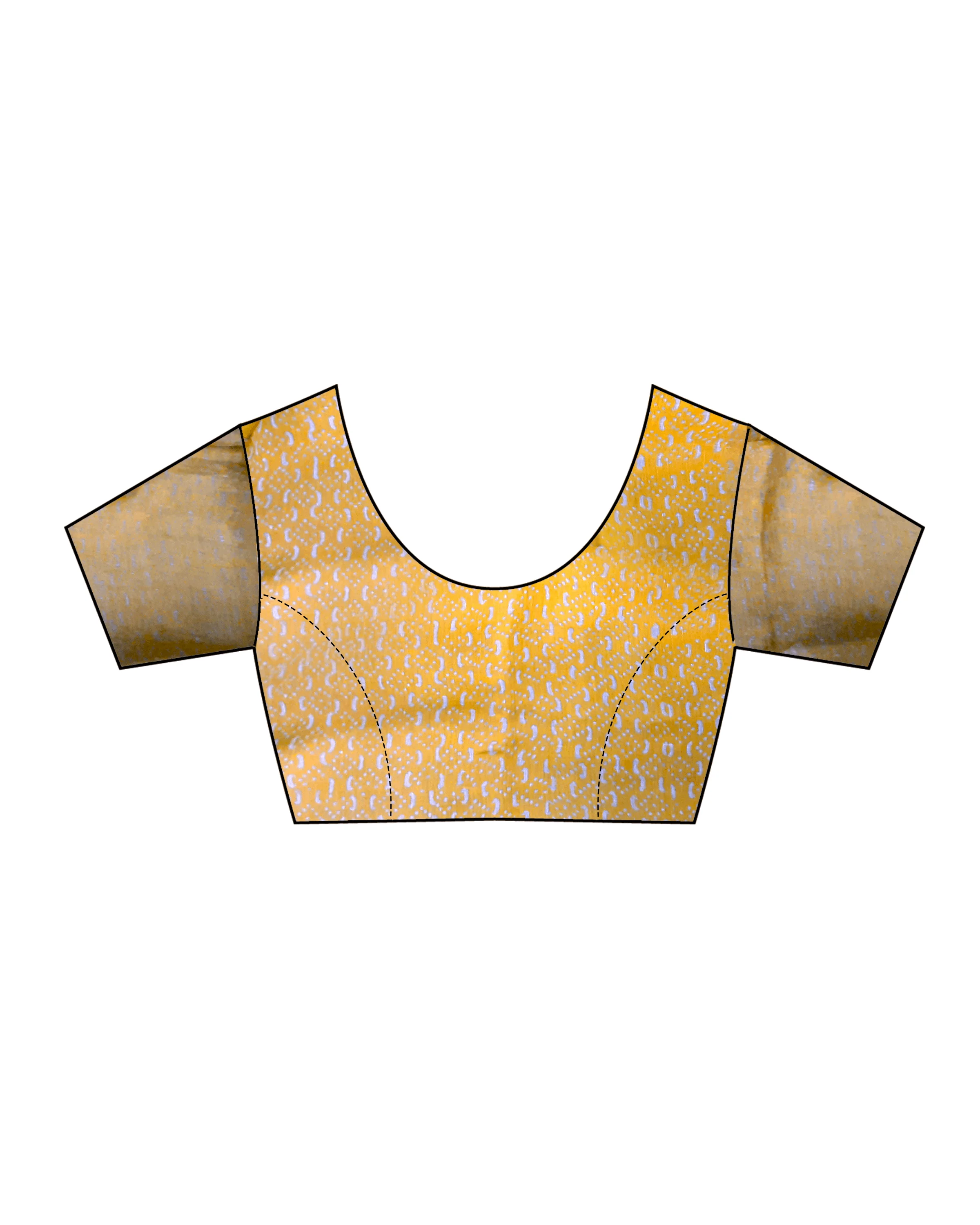 Yellow Blockprinted Handwoven Linen Zari Saree - Anant - Image 5
