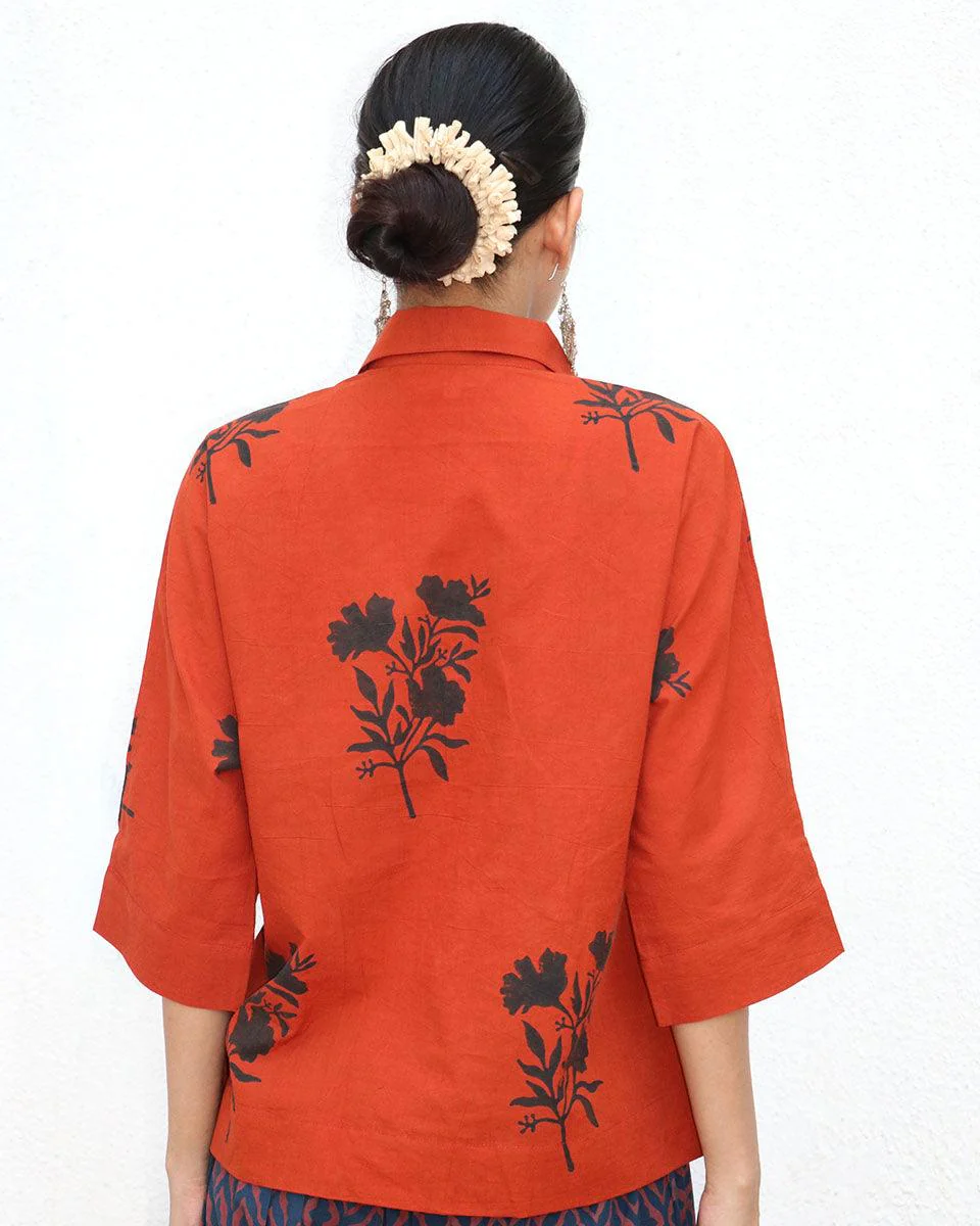 Zairah Blockprinted Cotton Shirt - NOMAD - Image 3