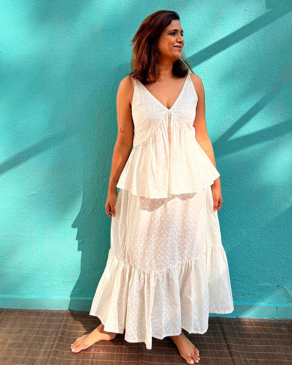 Zarish Cotton Skirt - Safed - Image 6