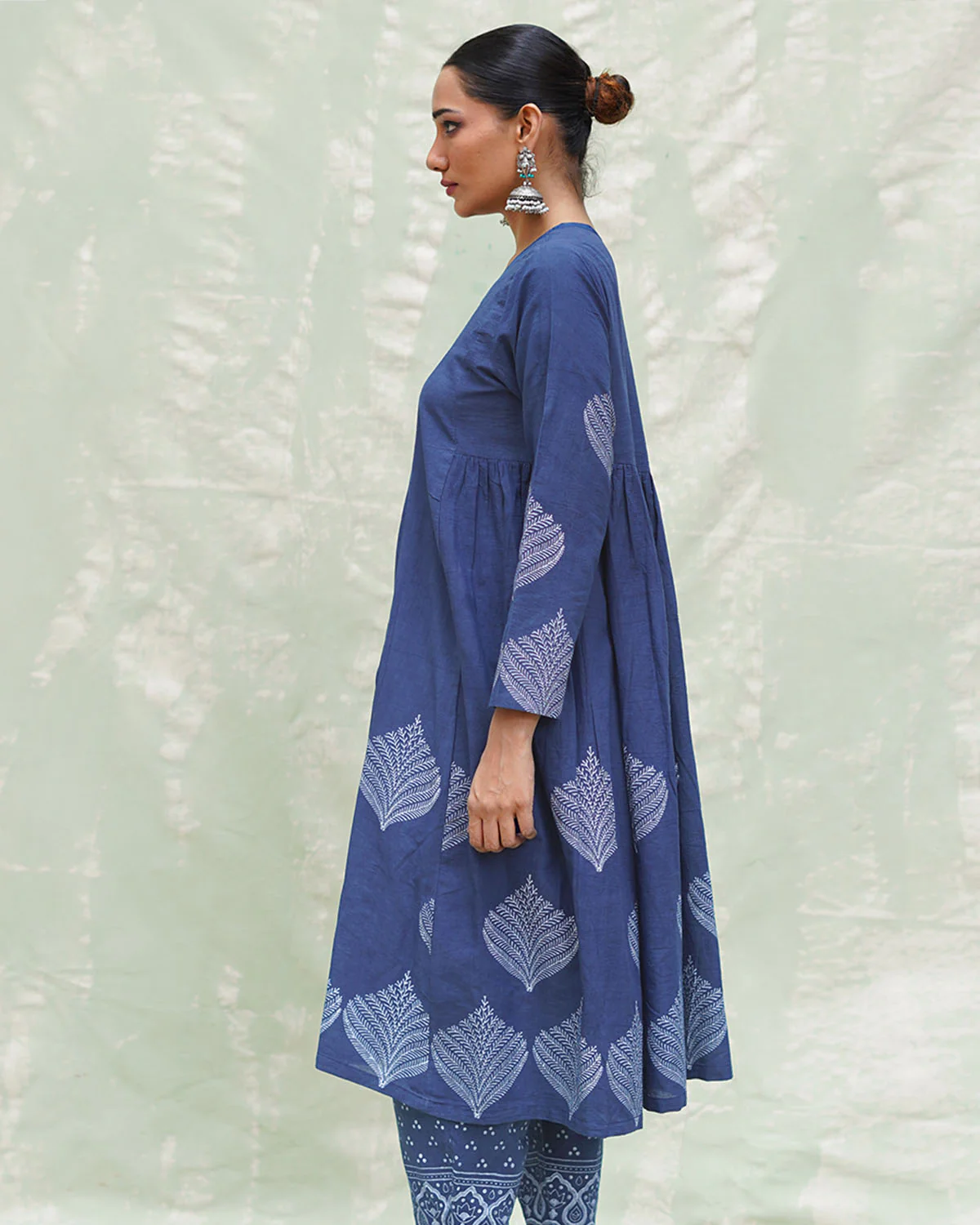 Zeelaf Blue Handblock Print Cotton Kurti- INDI - Image 8